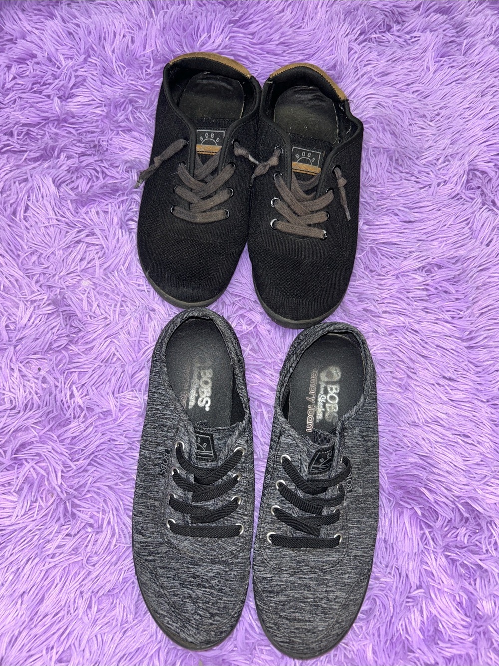 2 Pairs of BOBS Black and Gray Lace-Up Sneakers
